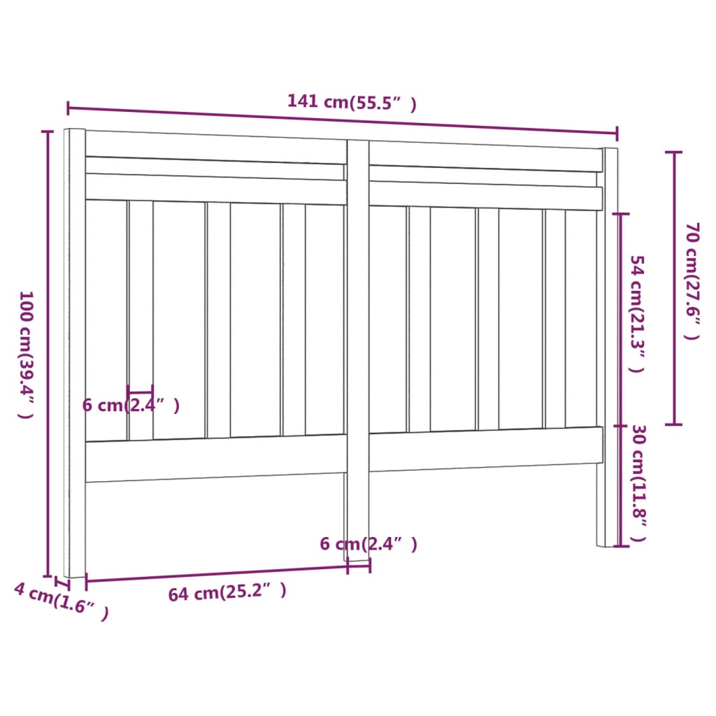 Hoofdbord 141X4X100 Cm Massief Grenenhout Wit