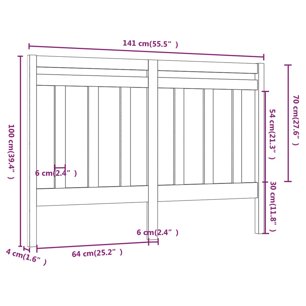 Hoofdbord 141X4X100 Cm Massief Grenenhout Honingbruin