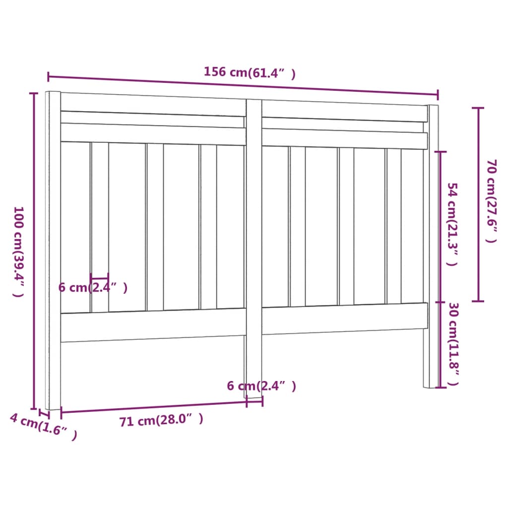 Hoofdbord 156X4X100 Cm Massief Grenenhout