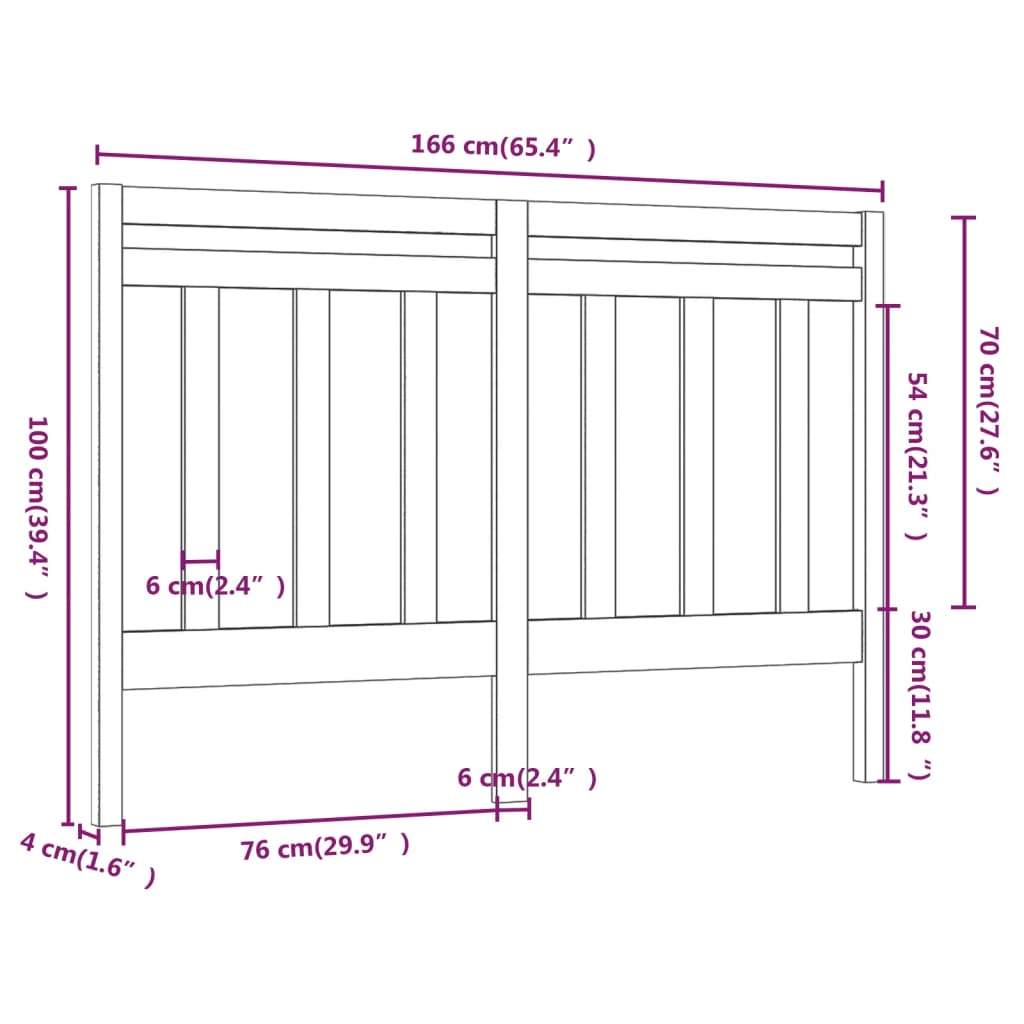 Hoofdbord 166X4X100 Cm Massief Grenenhout