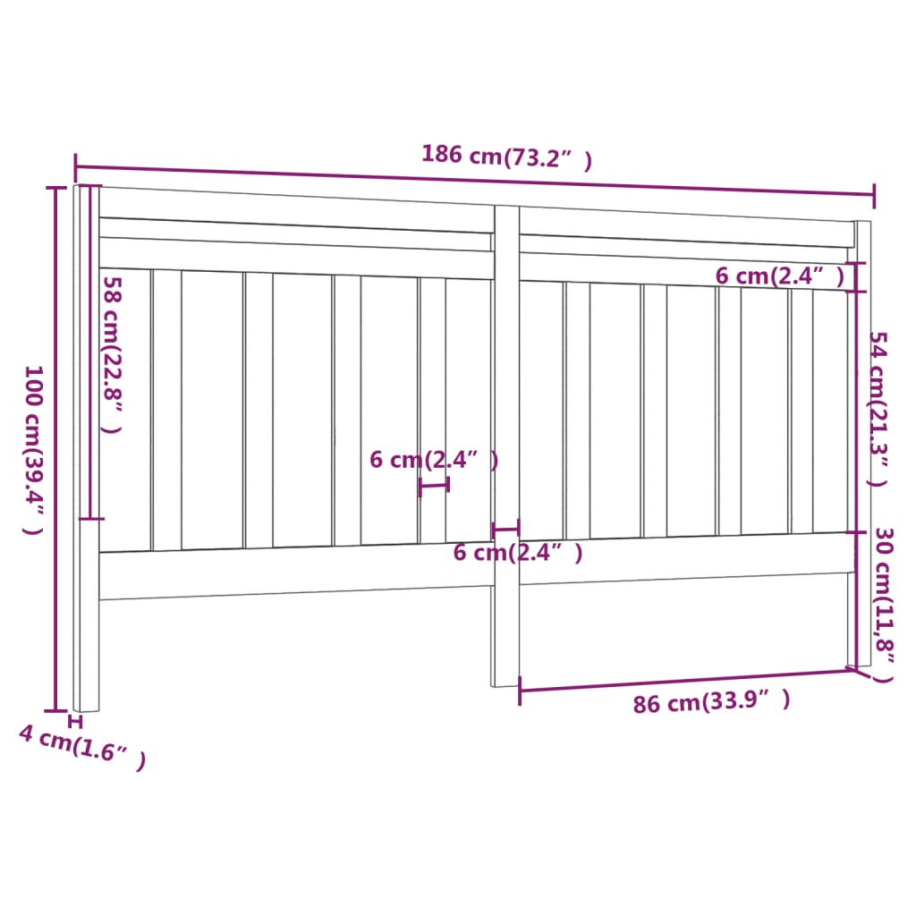 Hoofdbord 186X4X100 Cm Massief Grenenhout Honingbruin