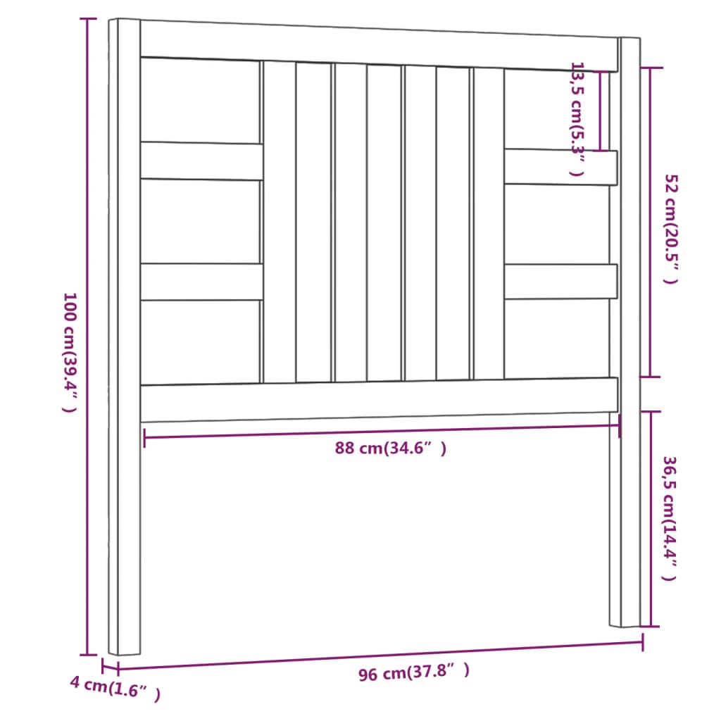 Hoofdbord 96X4X100 Cm Massief Grenenhout