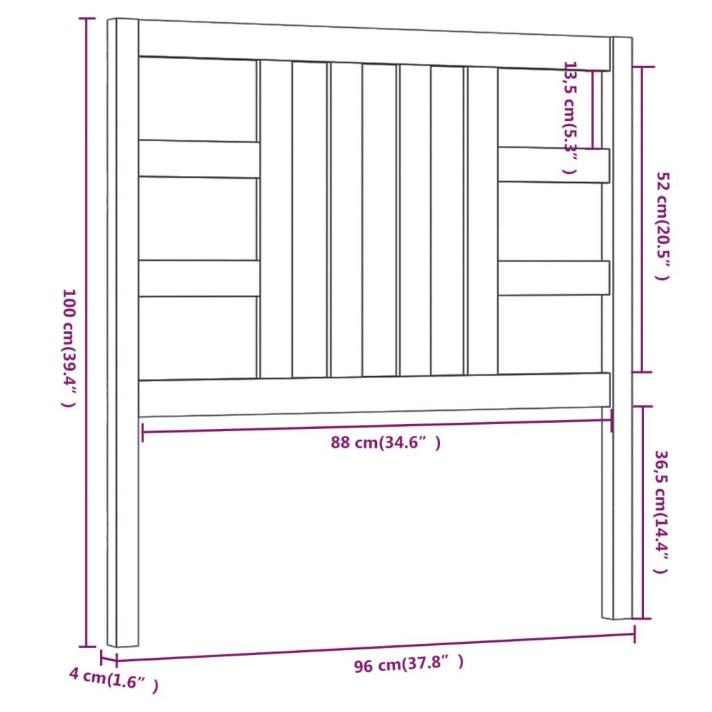 Hoofdbord 96X4X100 Cm Massief Grenenhout Wit