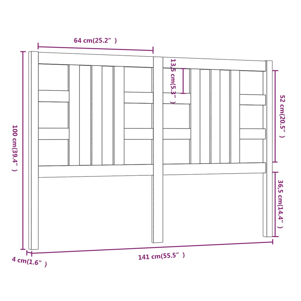 Hoofdbord 141X4X100 Cm Massief Grenenhout Honingbruin