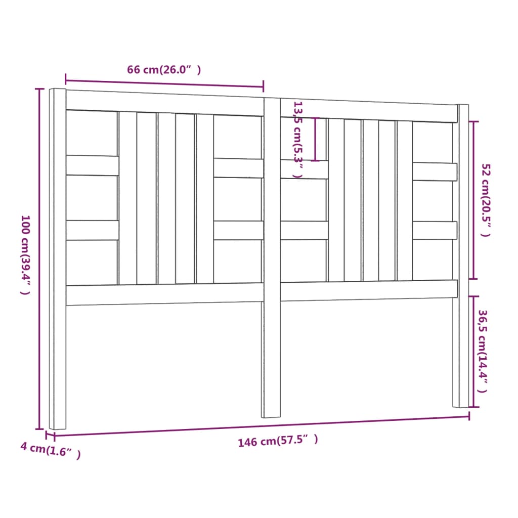 Hoofdbord 146X4X100 Cm Massief Grenenhout