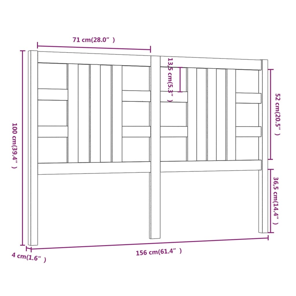 Hoofdbord 156X4X100 Cm Massief Grenenhout