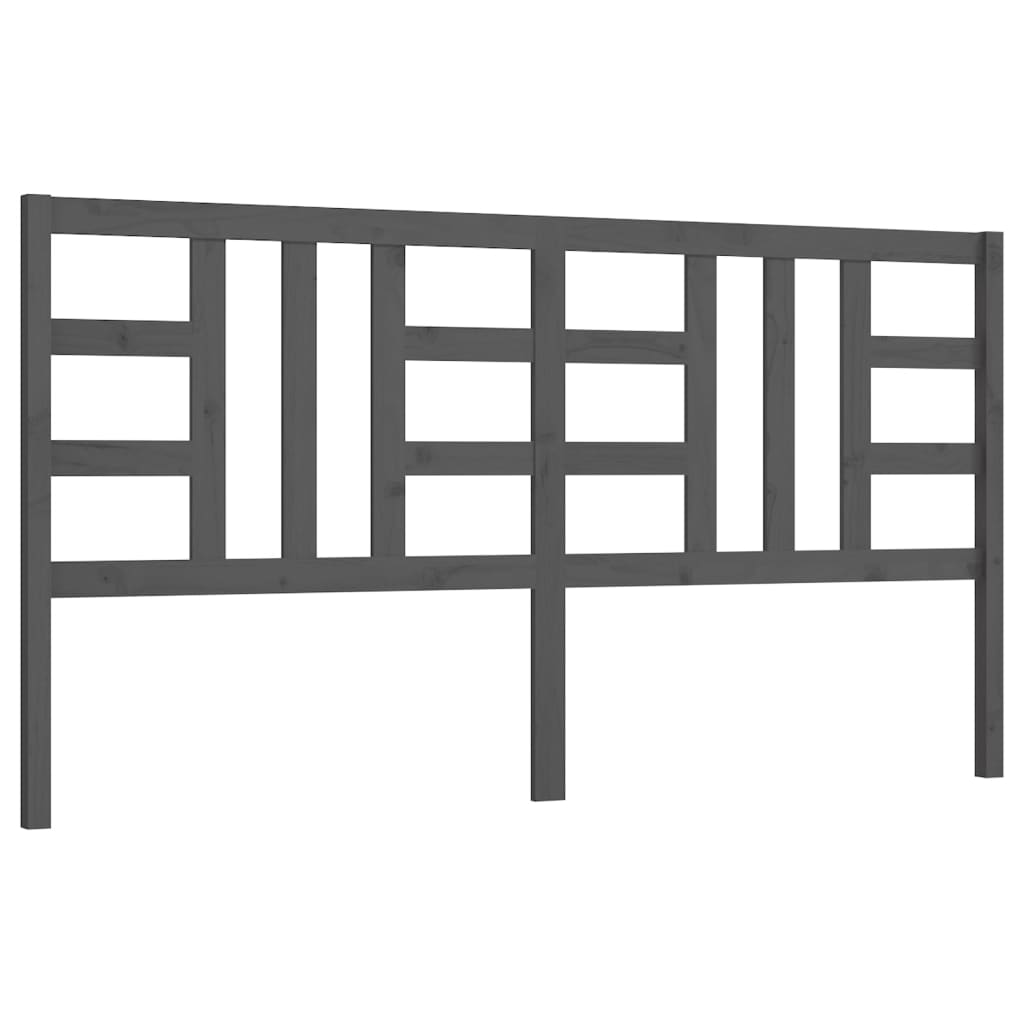 Hoofdbord 186X4X100 Cm Massief Grenenhout Grijs