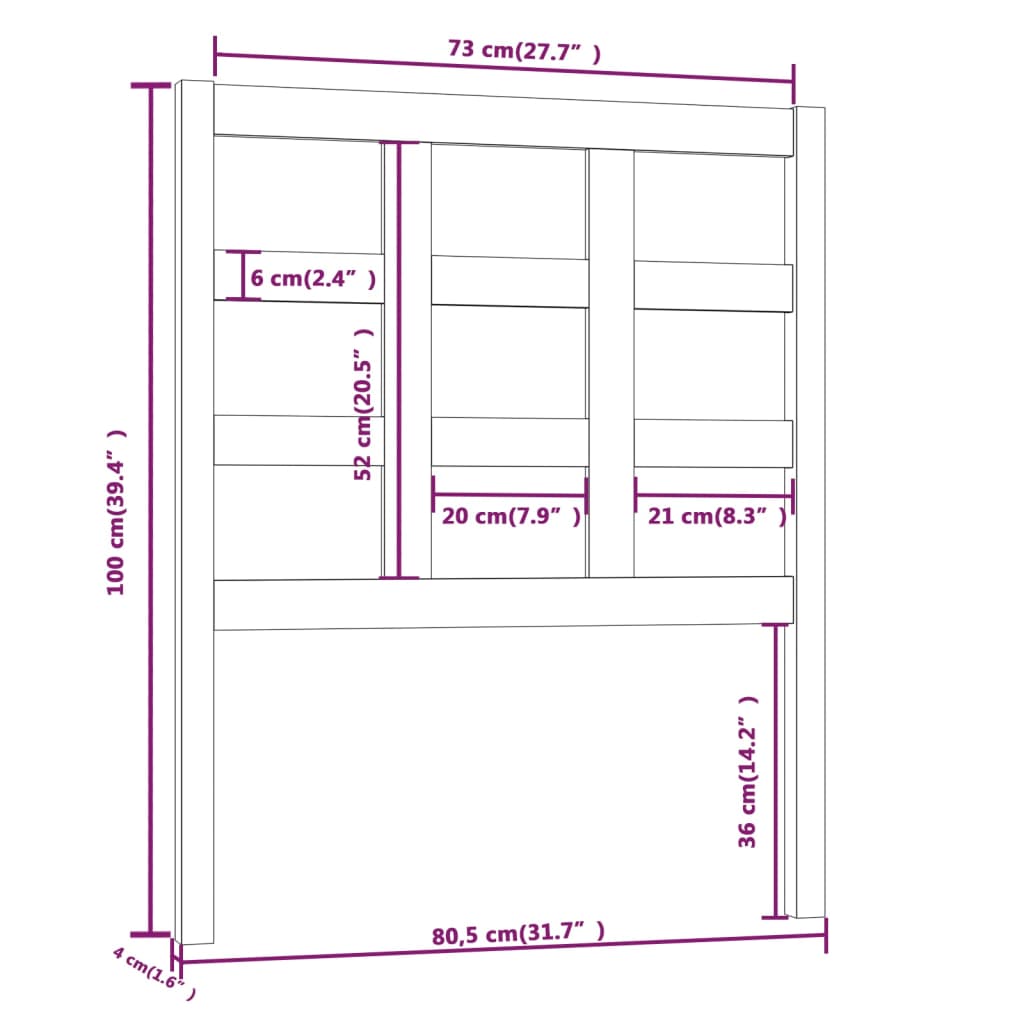 Hoofdbord 80,5X4X100 Cm Massief Grenenhout Honingbruin