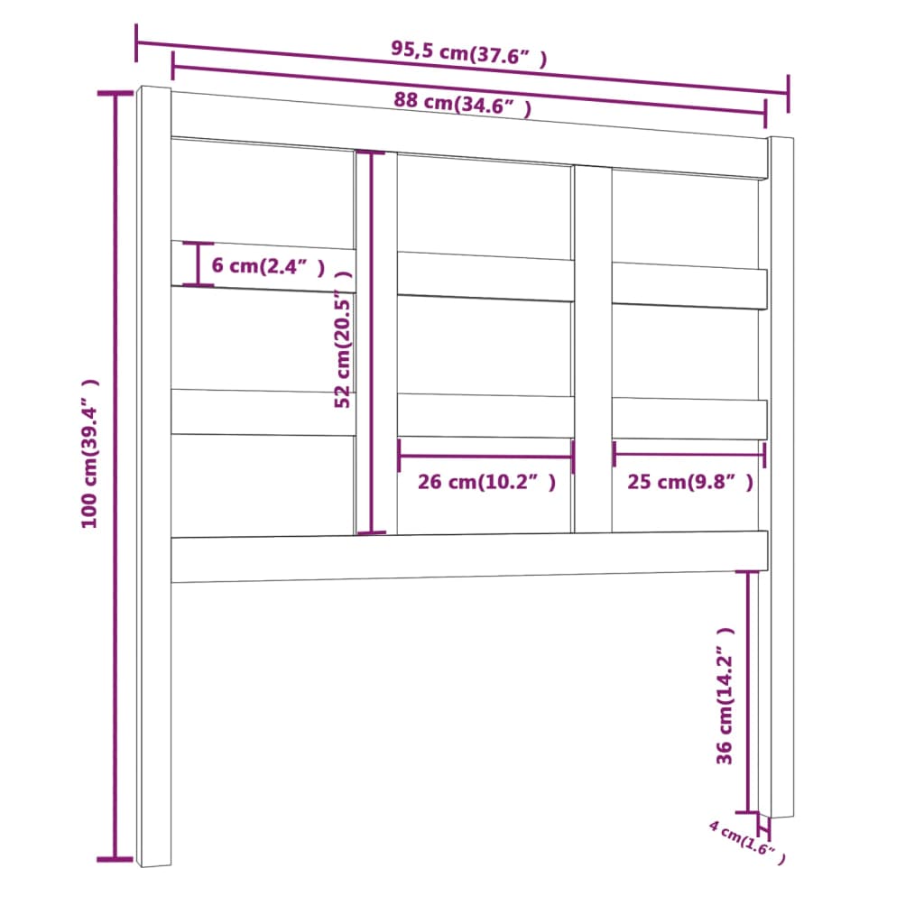 Hoofdbord 95,5X4X100 Cm Massief Grenenhout