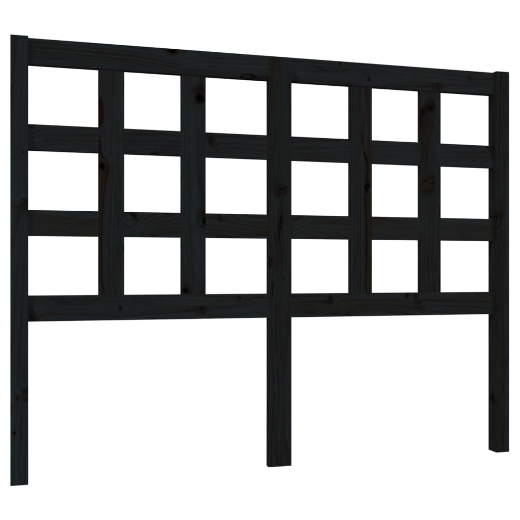 Hoofdbord 125,5X4X100 Cm Massief Grenenhout Zwart