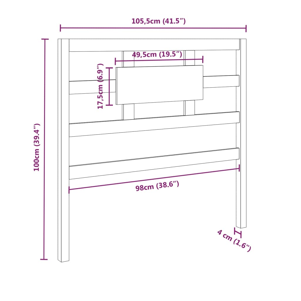Hoofdbord 105,5X4X100 Cm Massief Grenenhout Honingbruin