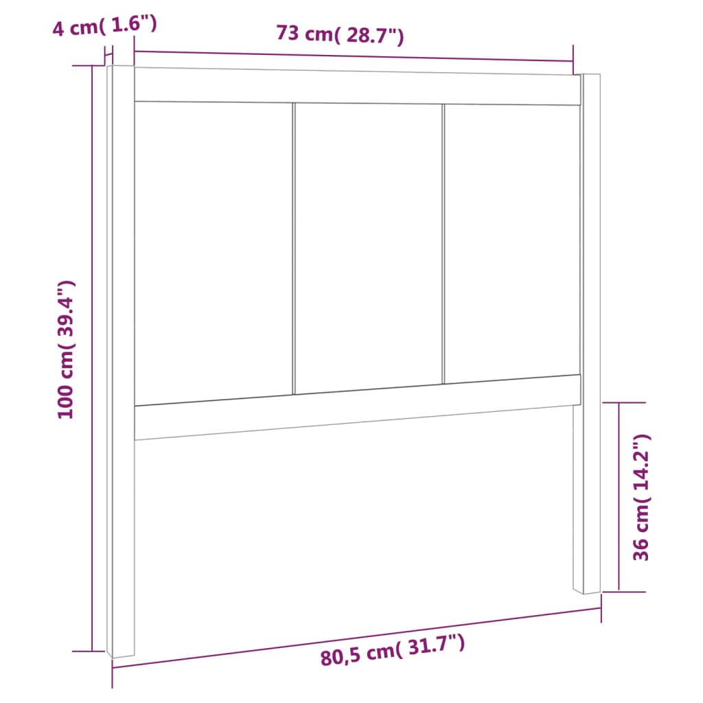 Hoofdbord 80,5X4X100 Cm Massief Grenenhout Zwart