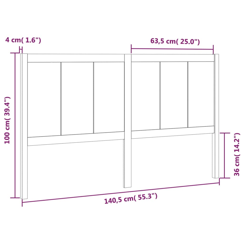 Hoofdbord 140,5X4X100 Cm Massief Grenenhout Wit