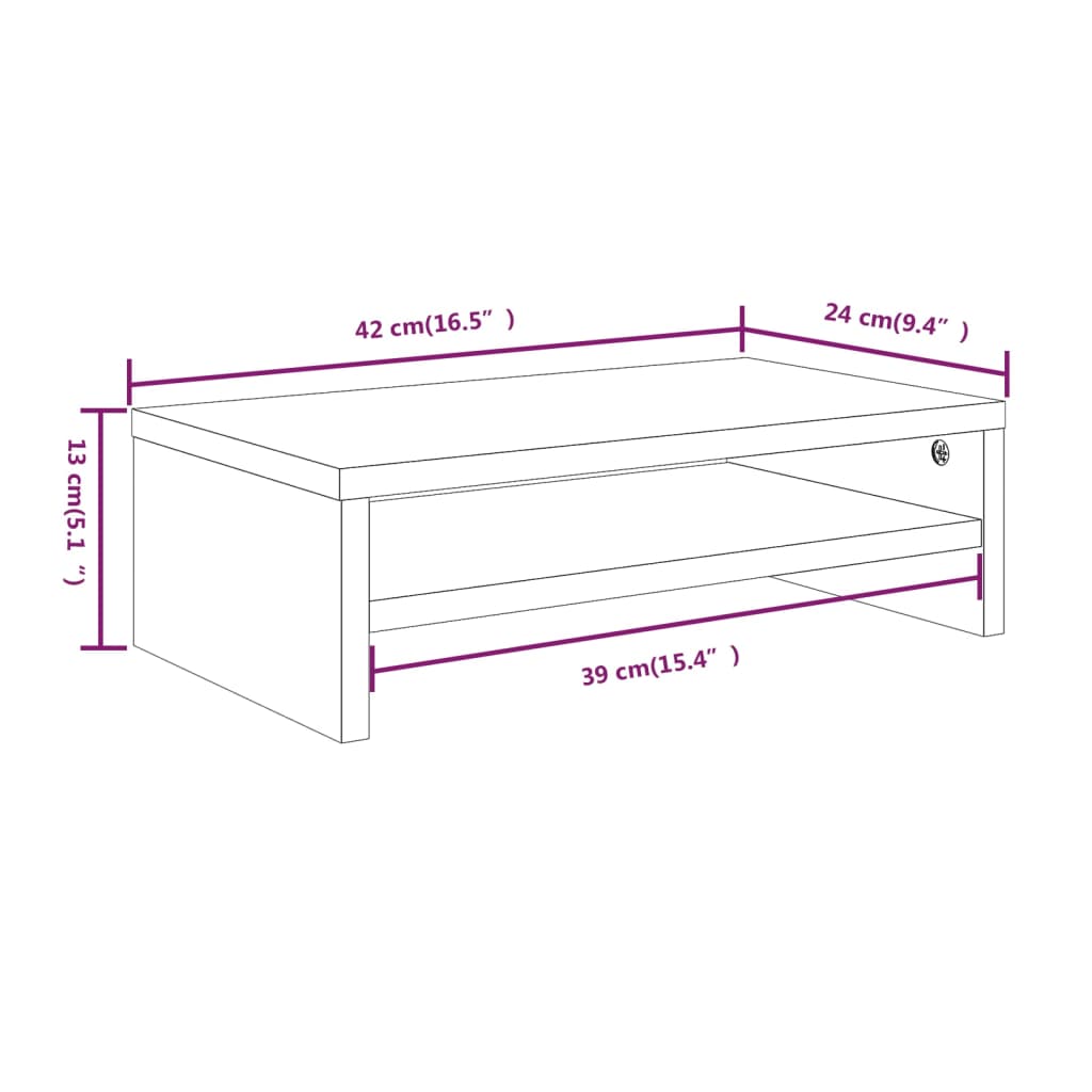Monitorstandaard 42X24X13 Cm Bewerkt Hout Gerookt Eikenkleurig