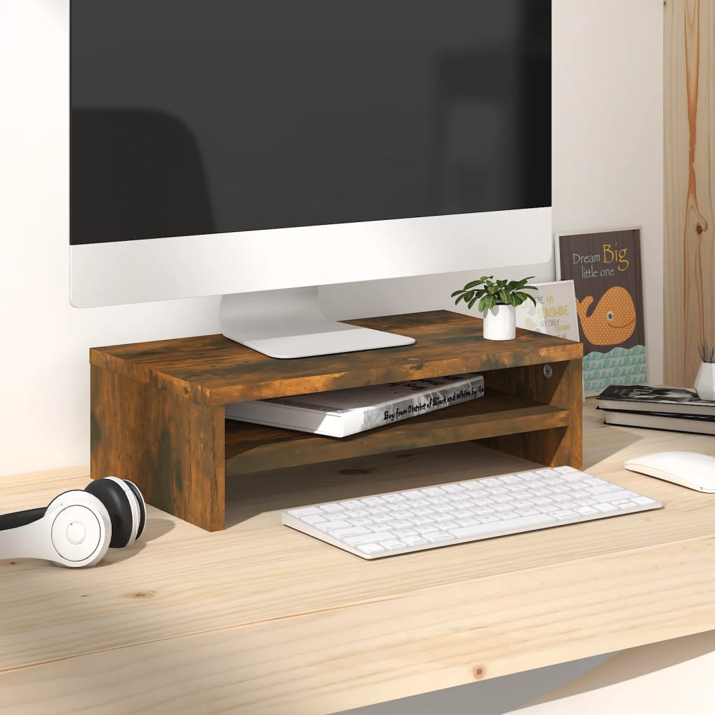 Monitorstandaard 42X24X13 Cm Bewerkt Hout Gerookt Eikenkleurig