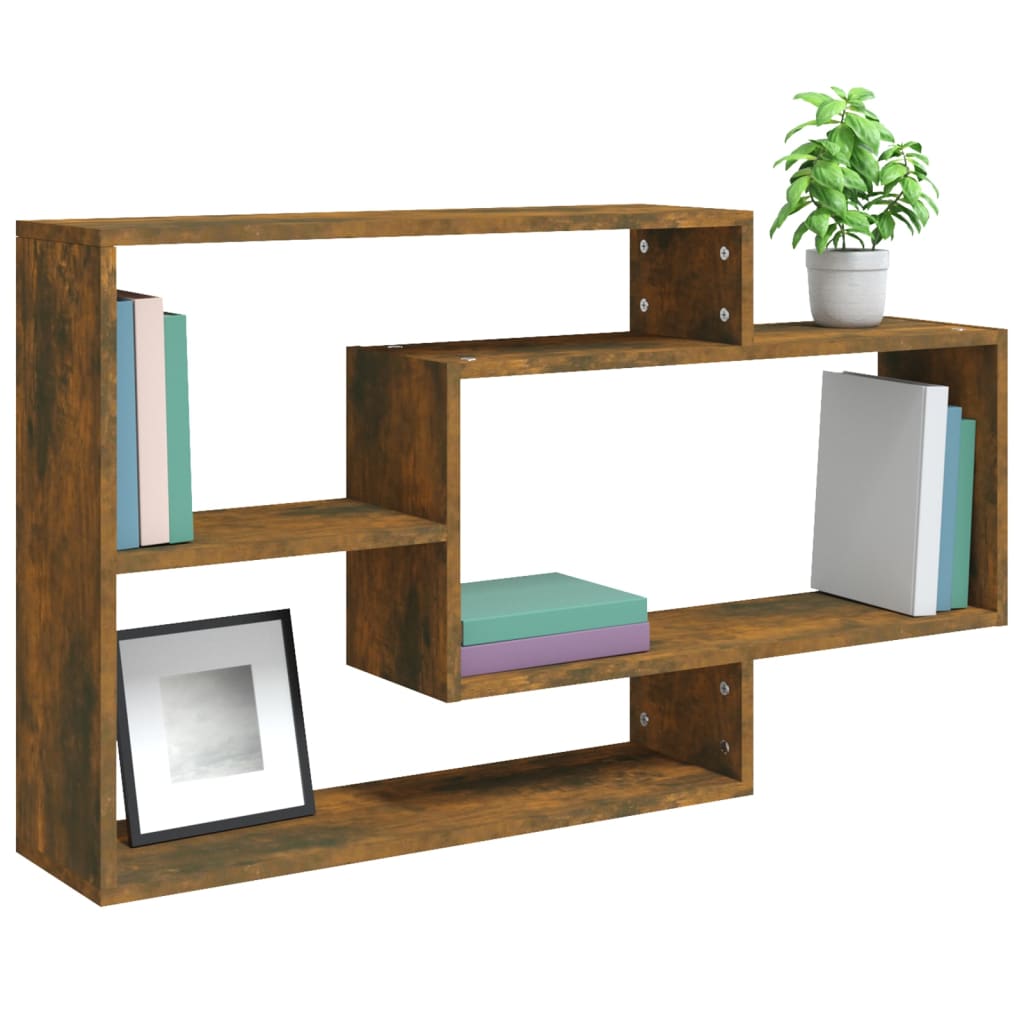 Wandschap 104X20X58,5 Cm Bewerkt Hout Gerookt Eikenkleurig