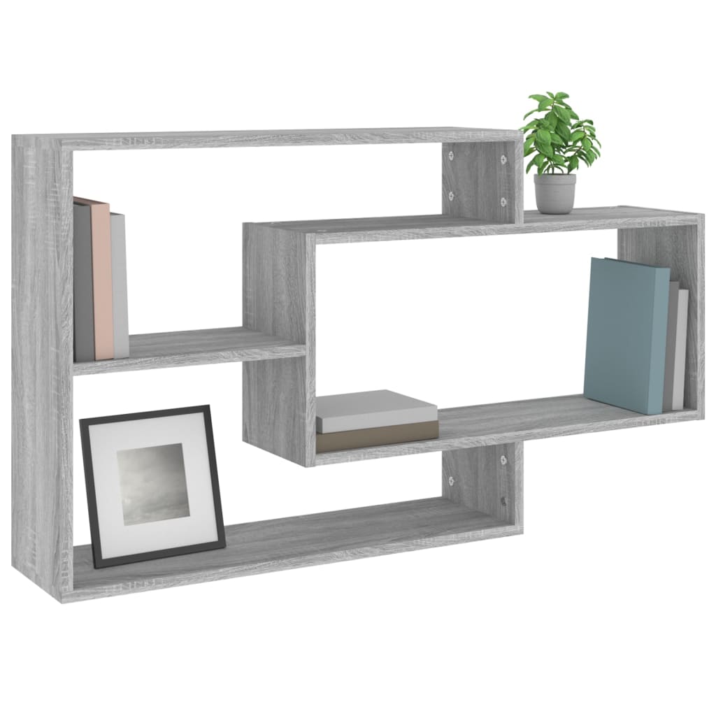 Wandschap 104X20X58,5 Cm Bewerkt Hout Grijs Sonoma Eikenkleurig