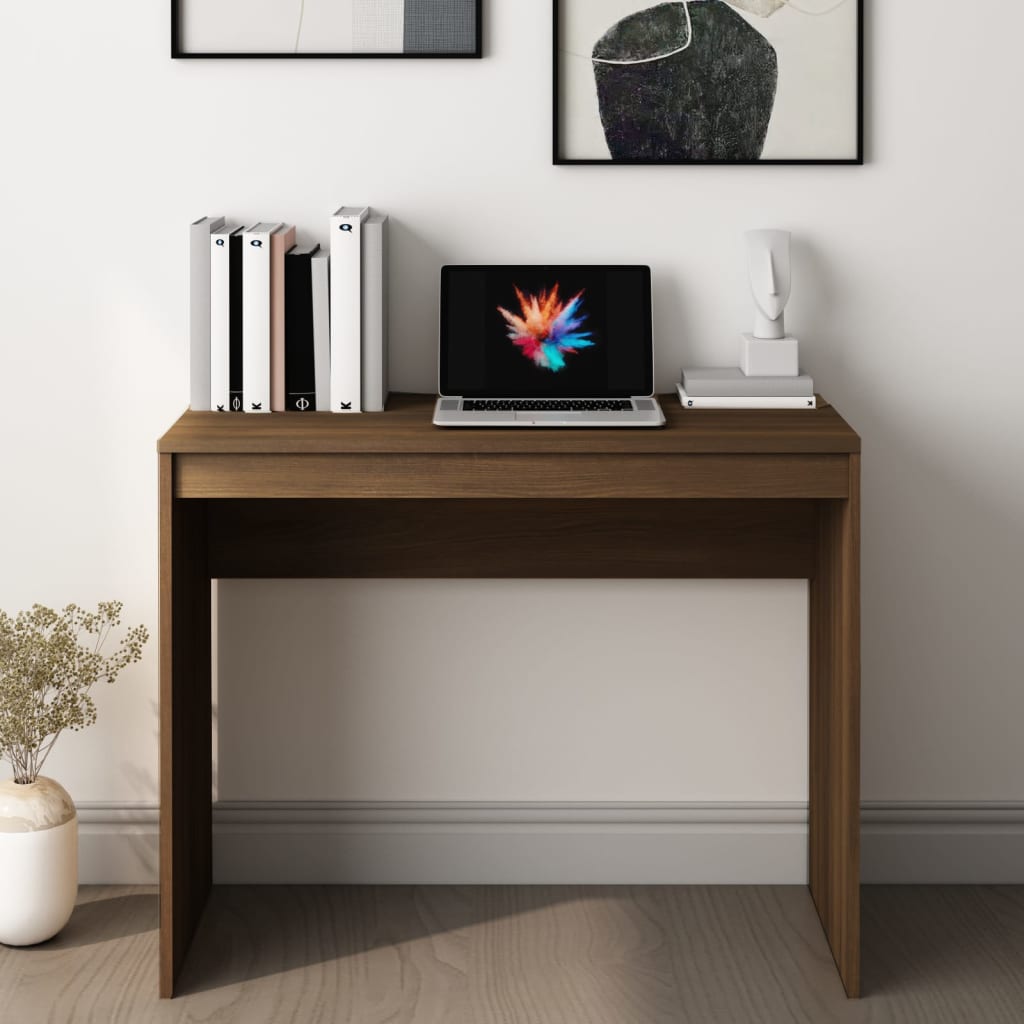 Bureau 90X40X72 Cm Bewerkt Hout Bruineikenkleurig