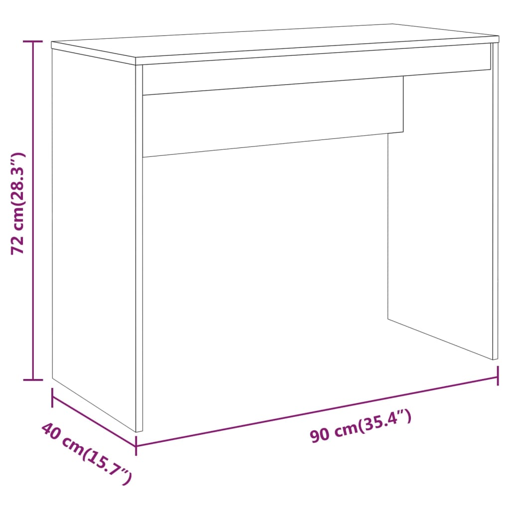 Bureau 90X40X72 Cm Bewerkt Hout Bruineikenkleurig