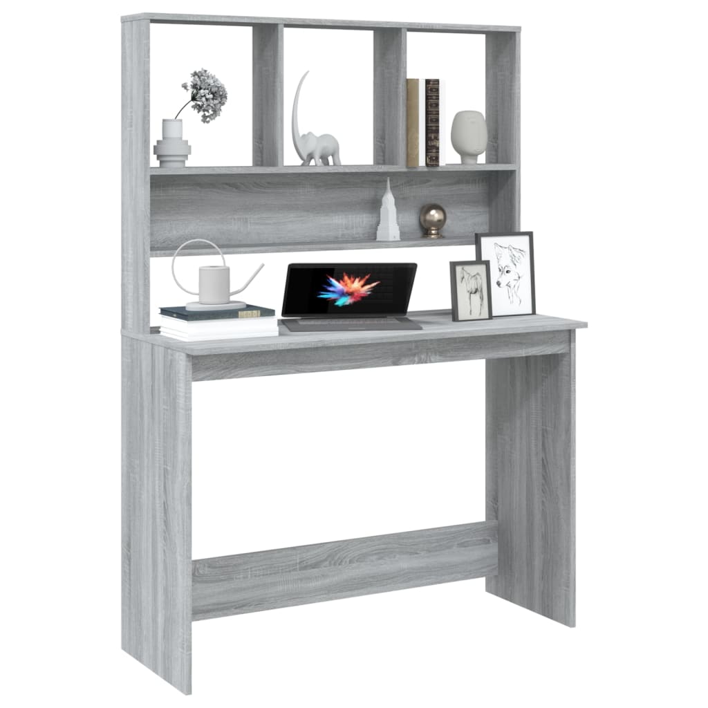 Bureau Met Schappen 110X45X157 Cm Bewerkt Hout Grijs Sonoma