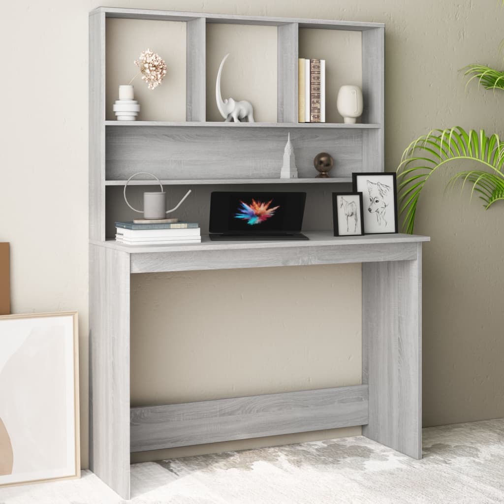 Bureau Met Schappen 110X45X157 Cm Bewerkt Hout Grijs Sonoma