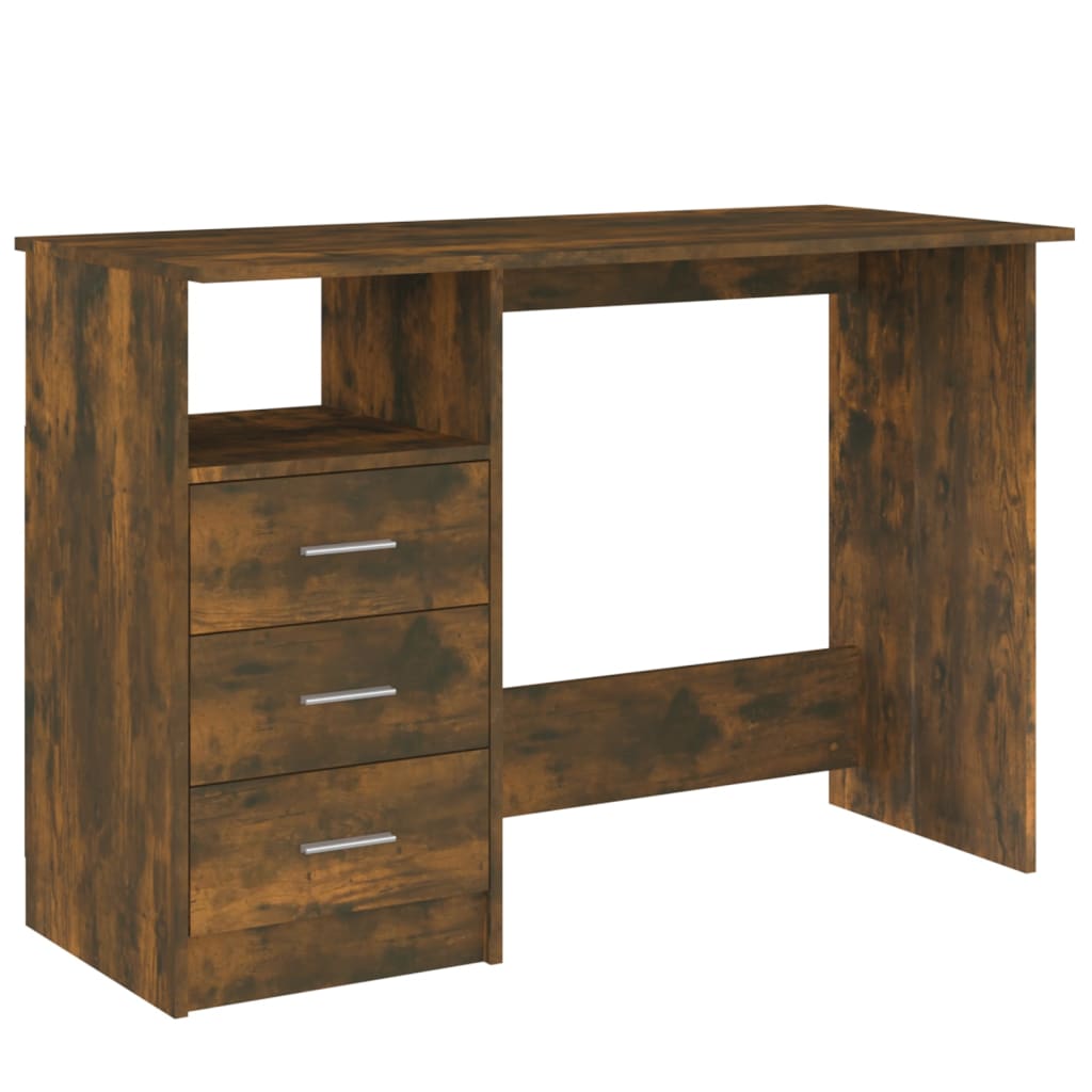 Bureau Met Lades 110X50X76 Cm Bewerkt Hout Gerookt Eikenkleurig