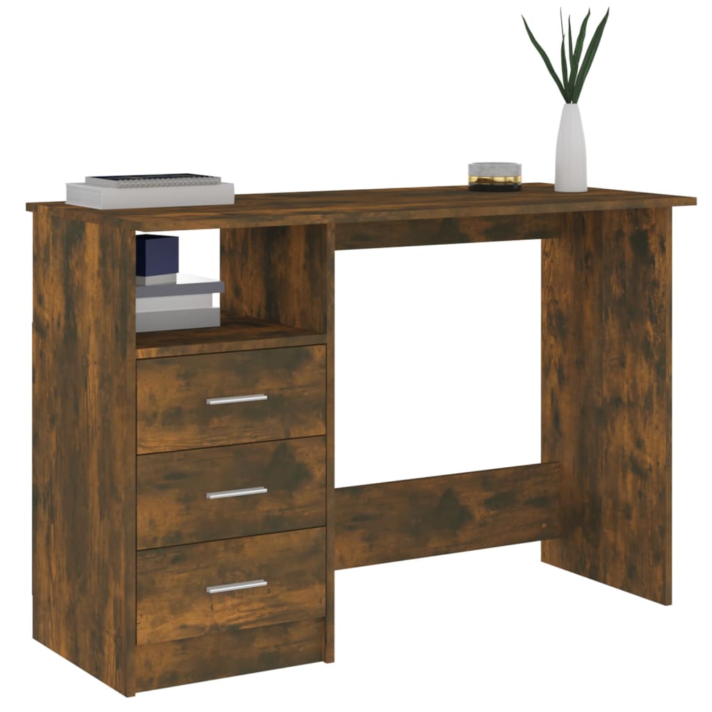 Bureau Met Lades 110X50X76 Cm Bewerkt Hout Gerookt Eikenkleurig