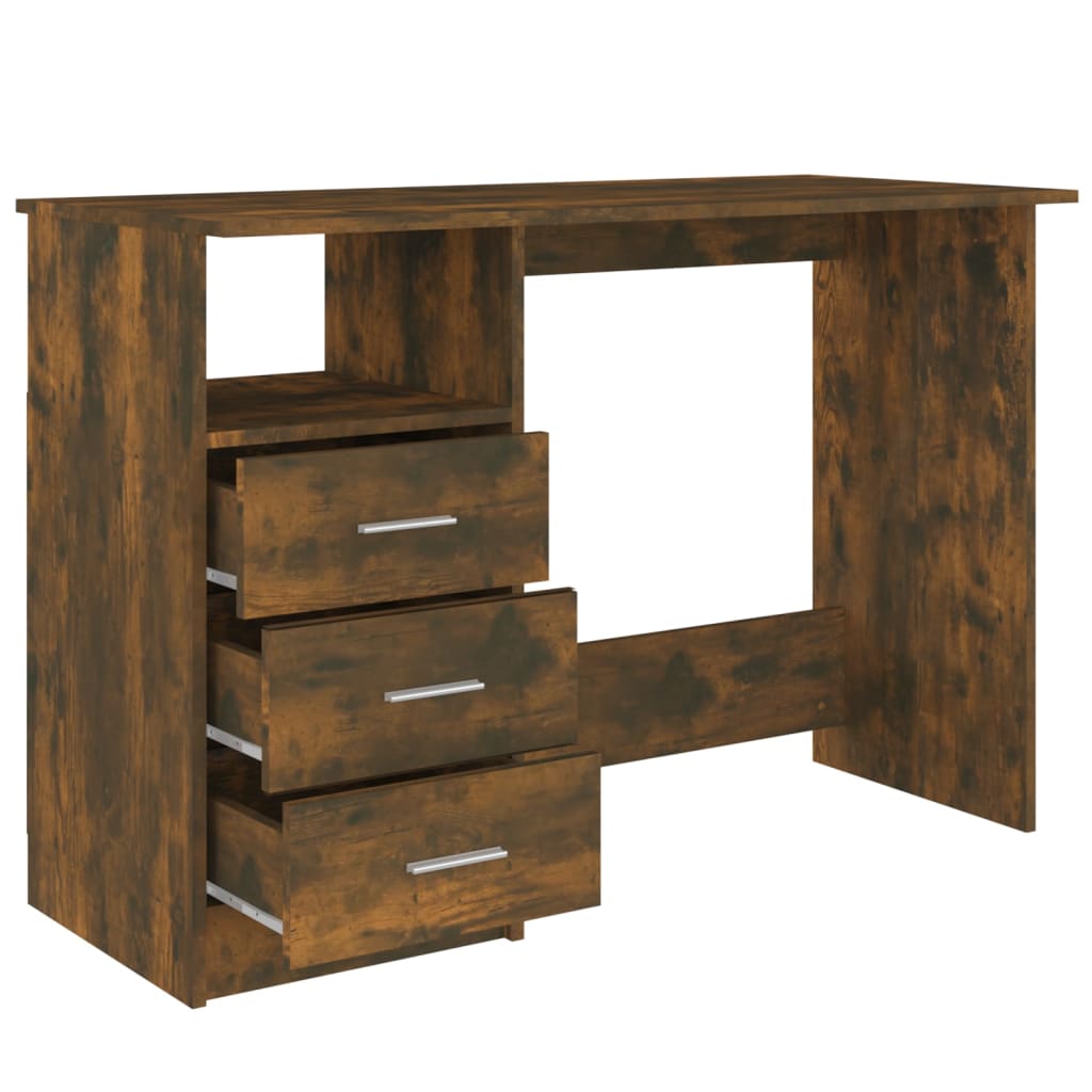 Bureau Met Lades 110X50X76 Cm Bewerkt Hout Gerookt Eikenkleurig