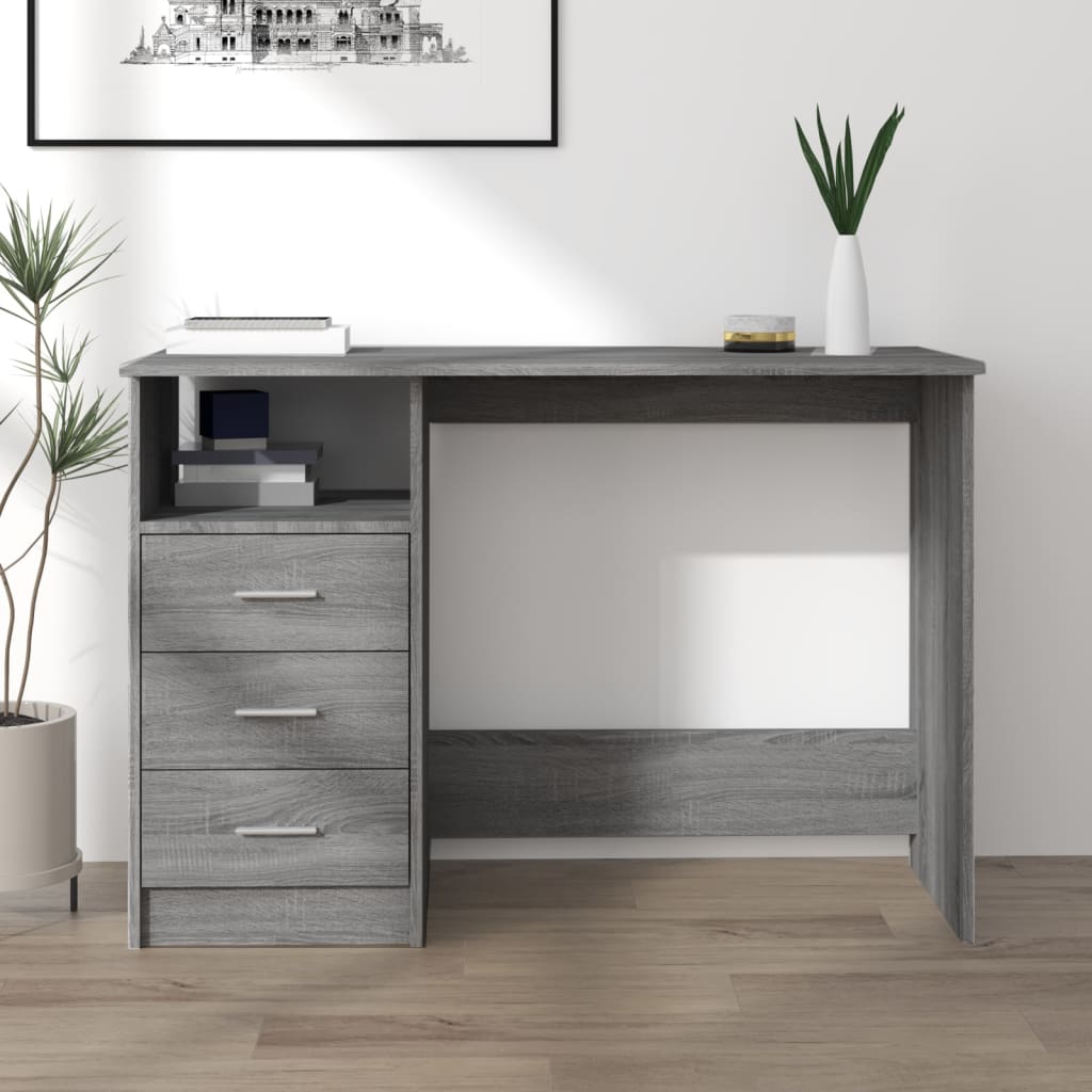 Bureau Met Lades 110X50X76 Cm Bewerkt Hout Grijs Sonoma Eiken