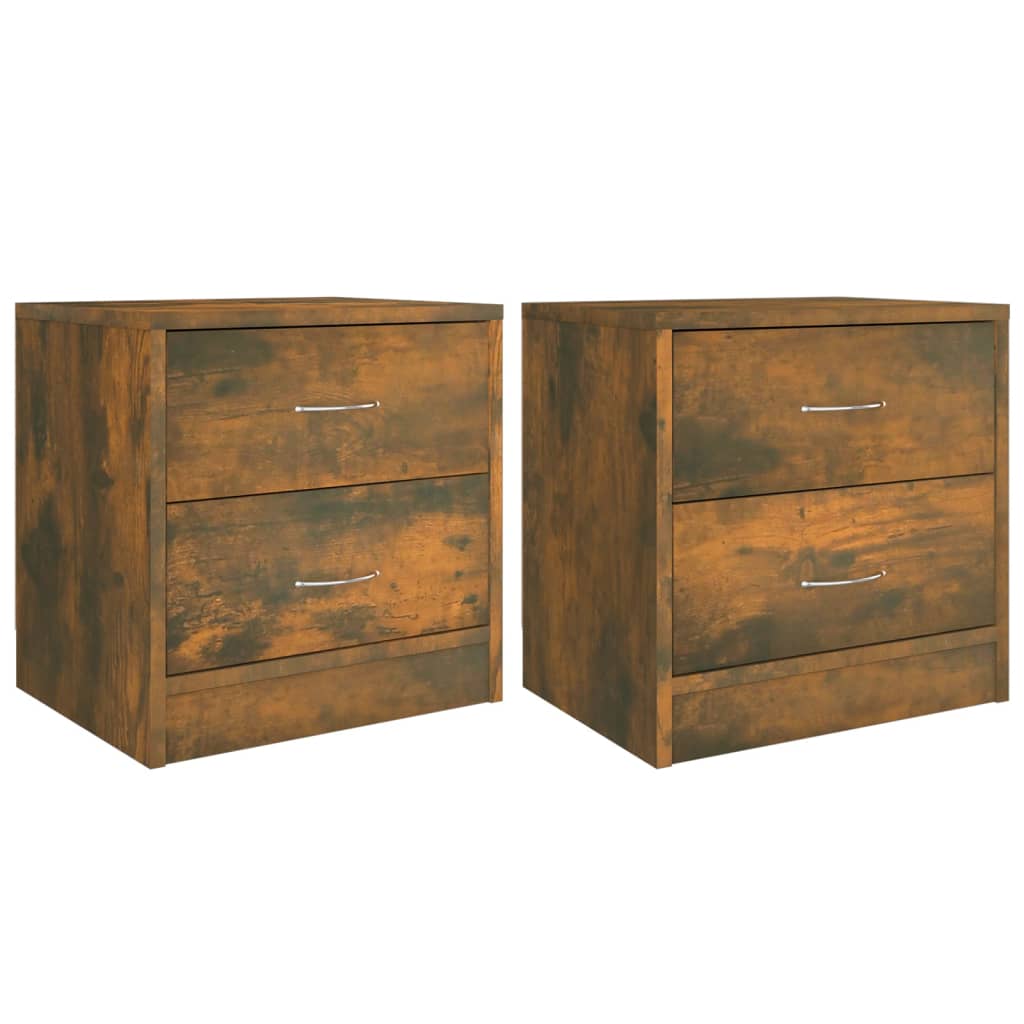 Nachtkastjes 2 St 40X30X40 Cm Bewerkt Hout Gerookt Eikenkleurig