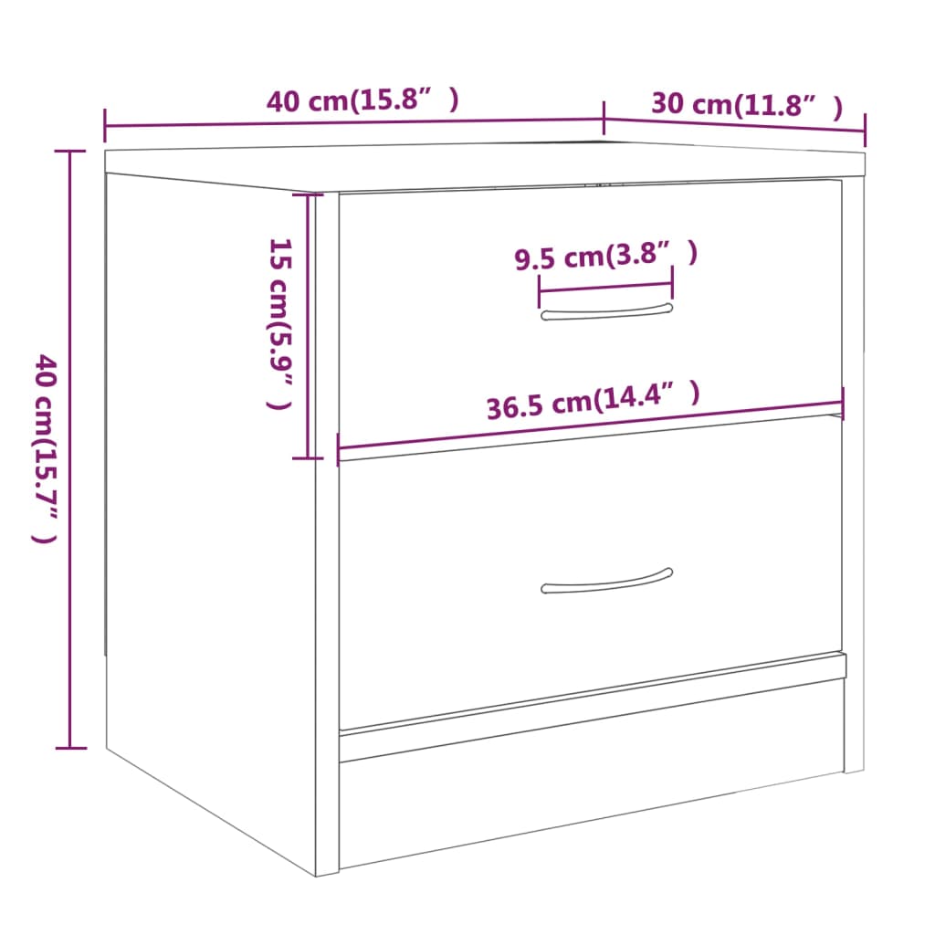 Nachtkastjes 2 St 40X30X40 Cm Bewerkt Hout Gerookt Eikenkleurig