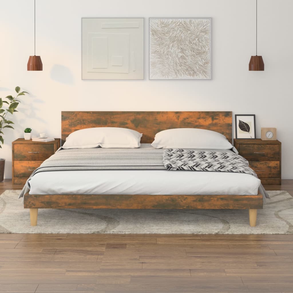 Nachtkastjes 2 St 40X30X40 Cm Bewerkt Hout Gerookt Eikenkleurig