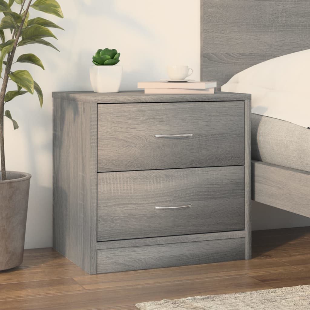 Nachtkastje 40X30X40 Cm Bewerkt Hout Grijs Sonoma Eikenkleurig