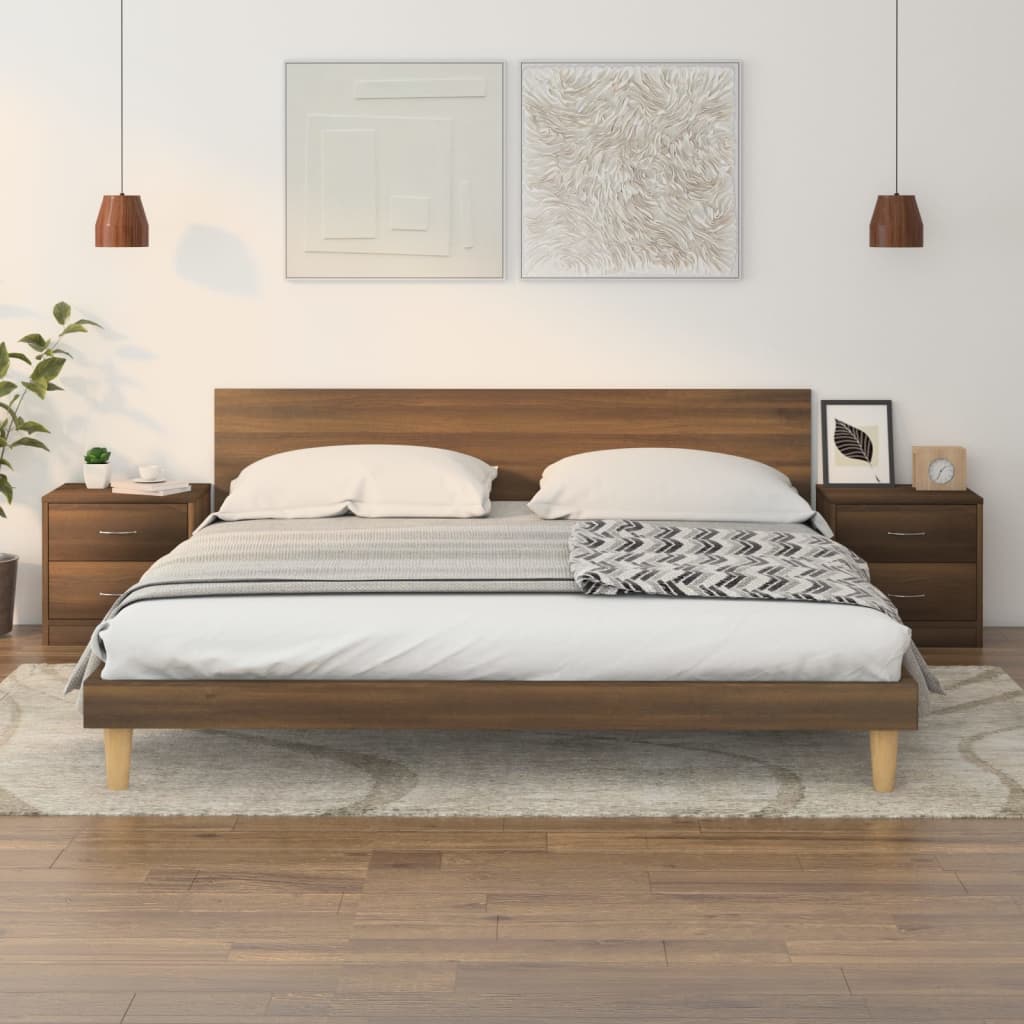 Nachtkastjes 2 St 40X30X40 Cm Bewerkt Hout Bruineikenkleurig
