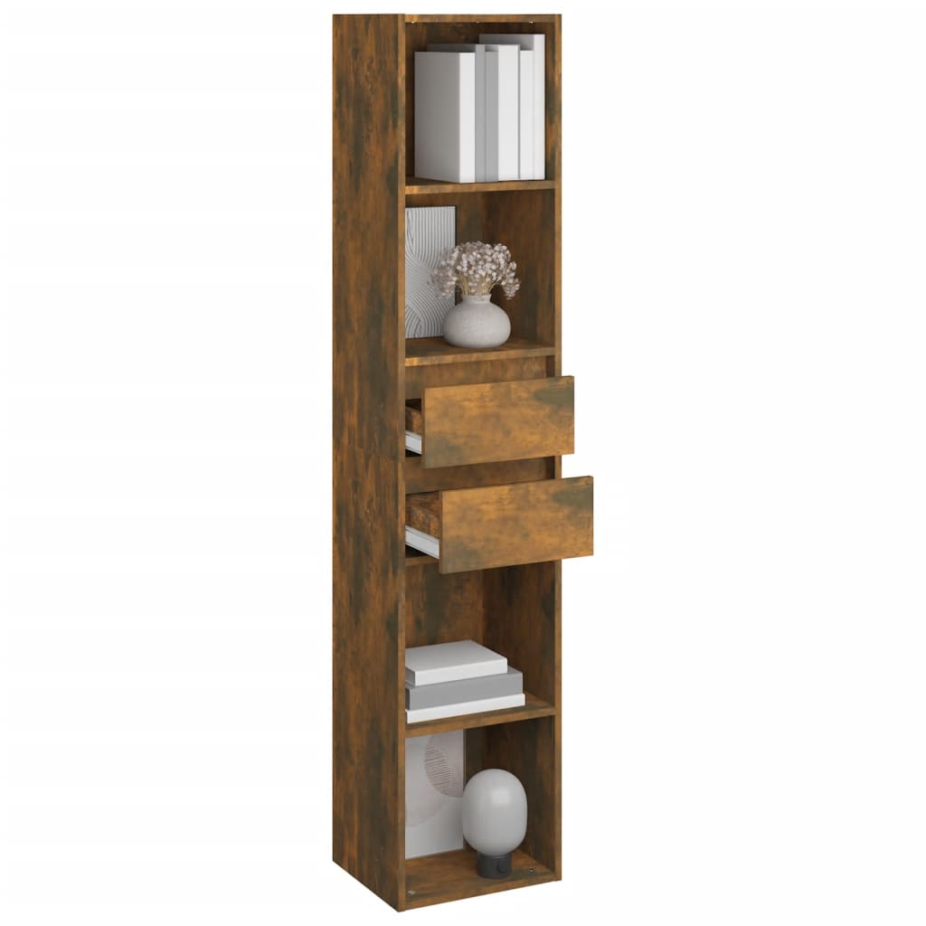 Boekenkast 36X30X171 Cm Bewerkt Hout Gerookt Eikenkleurig