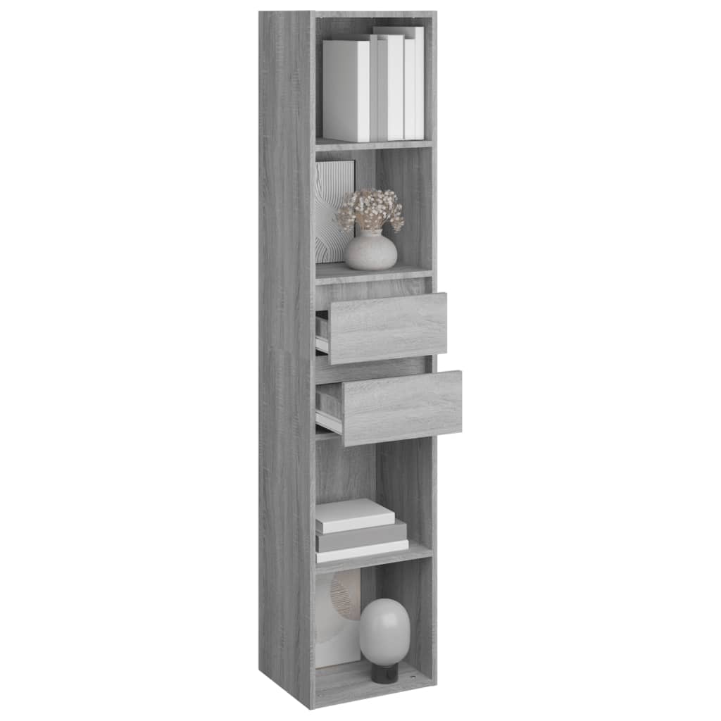 Boekenkast 36X30X171 Cm Bewerkt Hout Grijs Sonoma Eikenkleurig