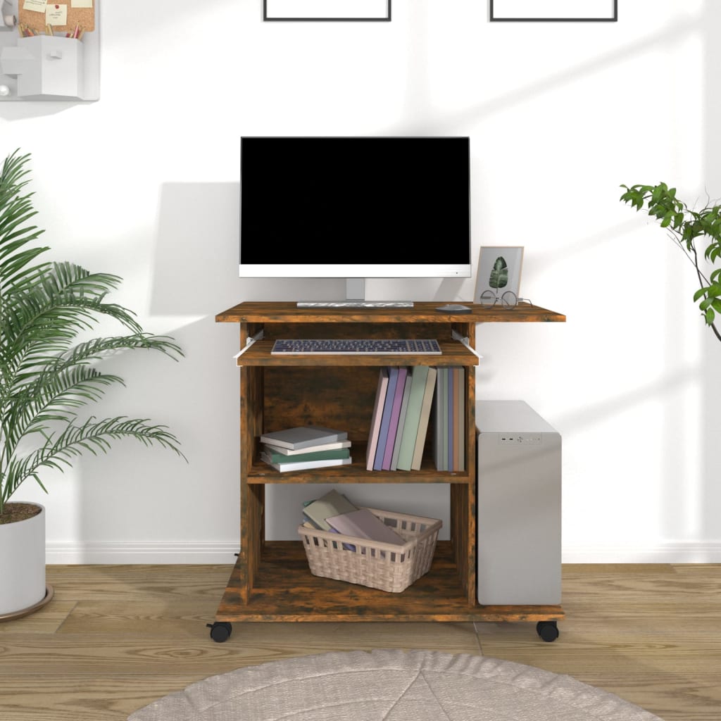 Computerbureau 80X50X75 Cm Bewerkt Hout Gerookt Eikenkleurig