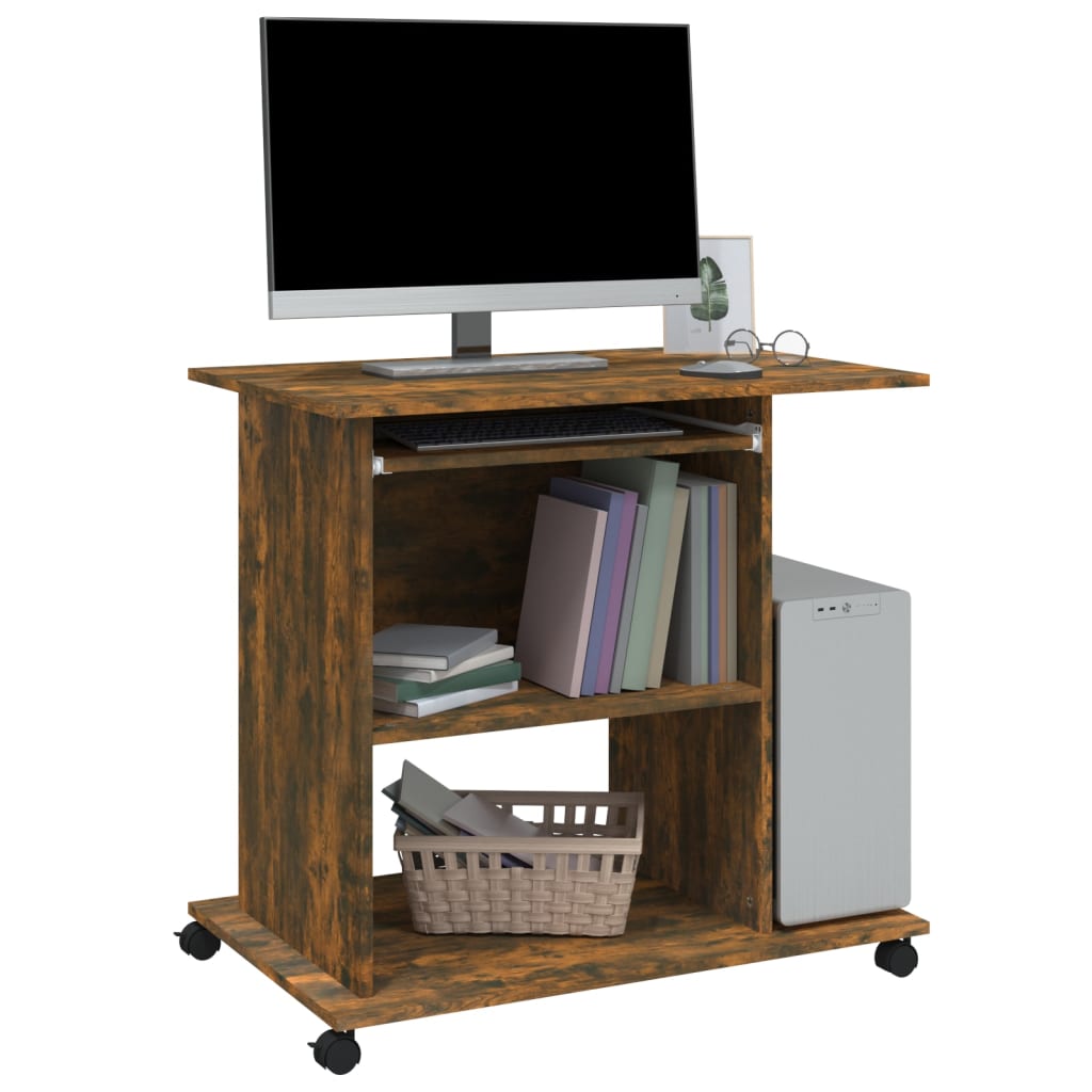 Computerbureau 80X50X75 Cm Bewerkt Hout Gerookt Eikenkleurig