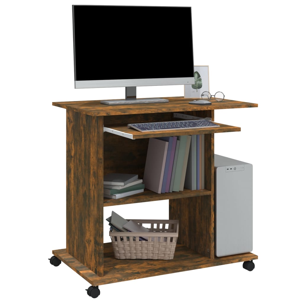 Computerbureau 80X50X75 Cm Bewerkt Hout Gerookt Eikenkleurig