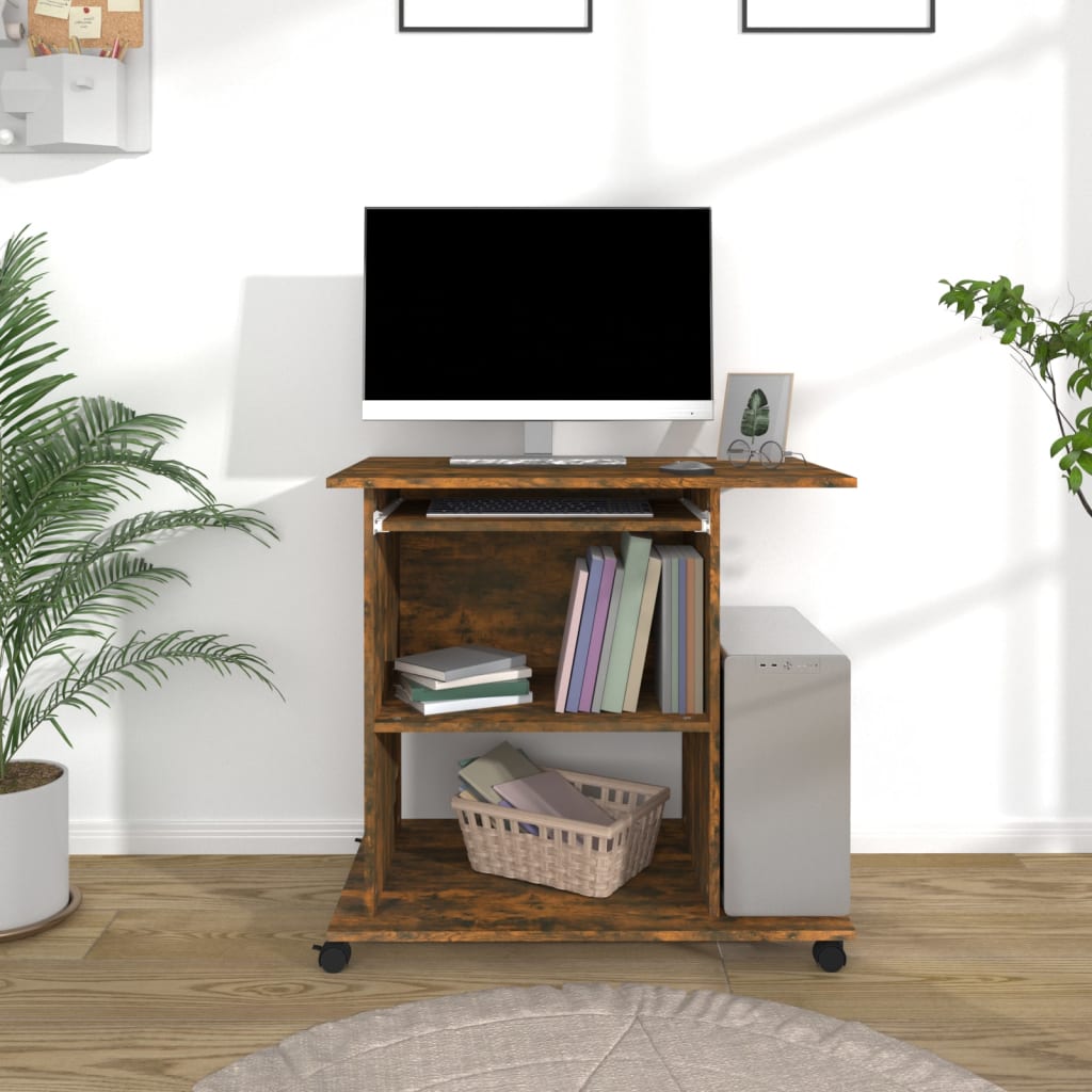 Computerbureau 80X50X75 Cm Bewerkt Hout Gerookt Eikenkleurig