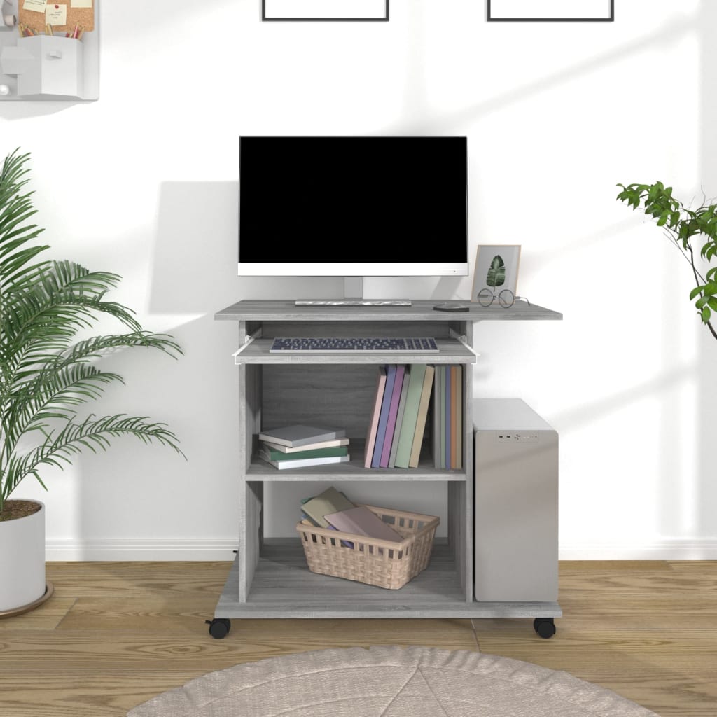 Computerbureau 80X50X75 Cm Bewerkt Hout Grijs Sonoma Eikenkleur