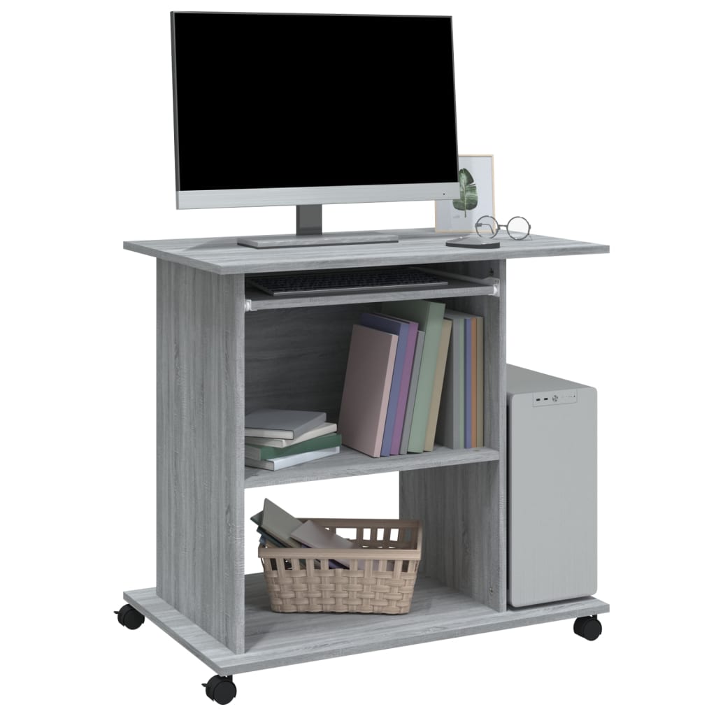 Computerbureau 80X50X75 Cm Bewerkt Hout Grijs Sonoma Eikenkleur