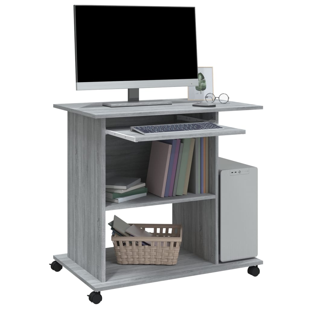 Computerbureau 80X50X75 Cm Bewerkt Hout Grijs Sonoma Eikenkleur