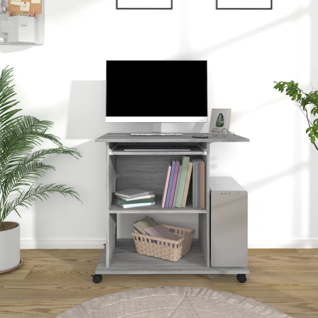 Computerbureau 80X50X75 Cm Bewerkt Hout Grijs Sonoma Eikenkleur