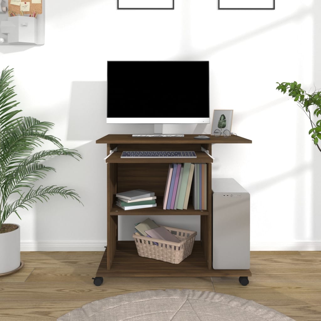 Computerbureau 80X50X75 Cm Bewerkt Hout Bruineikenkleurig