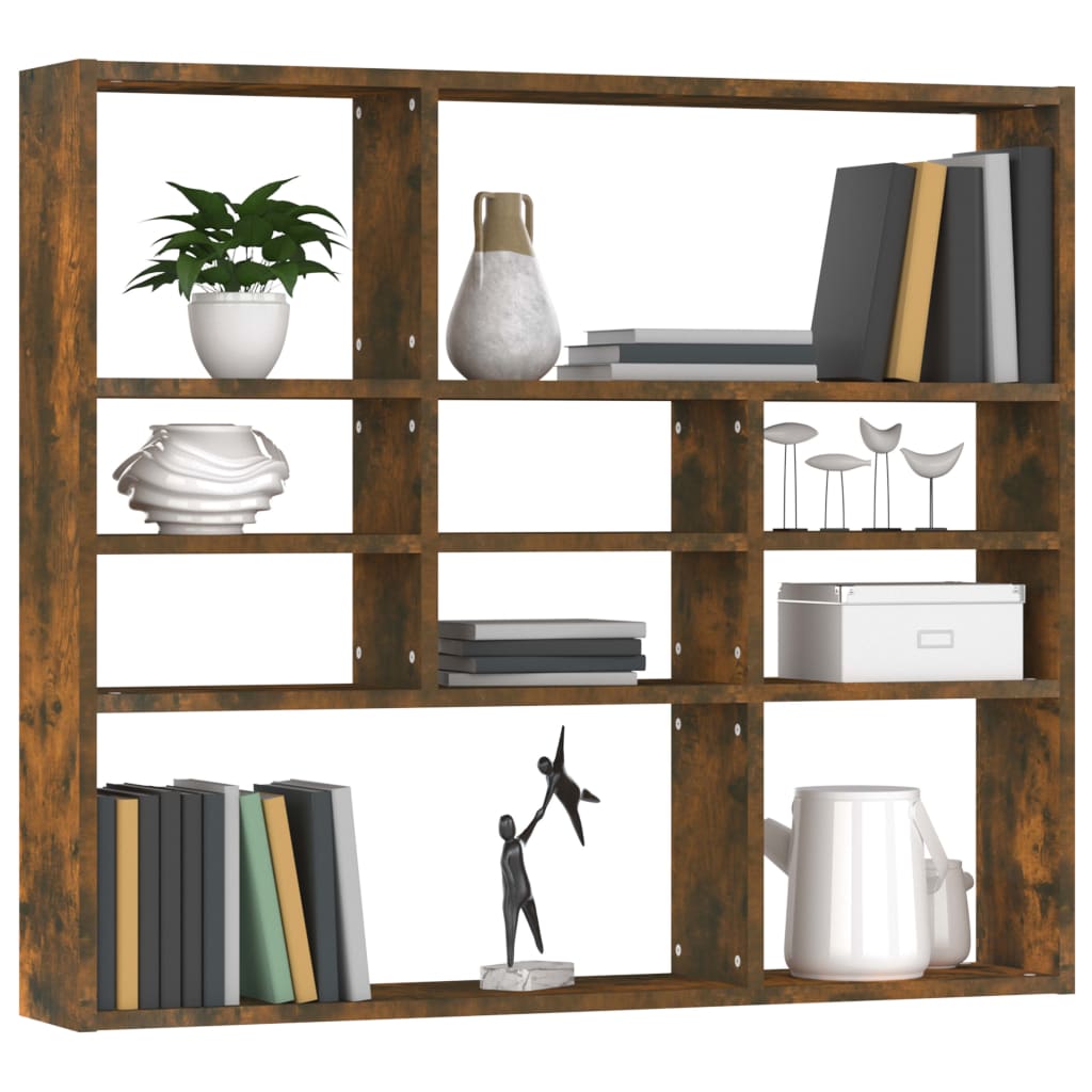 Wandschap 90X16X78 Cm Bewerkt Hout Gerookt Eikenkleurig
