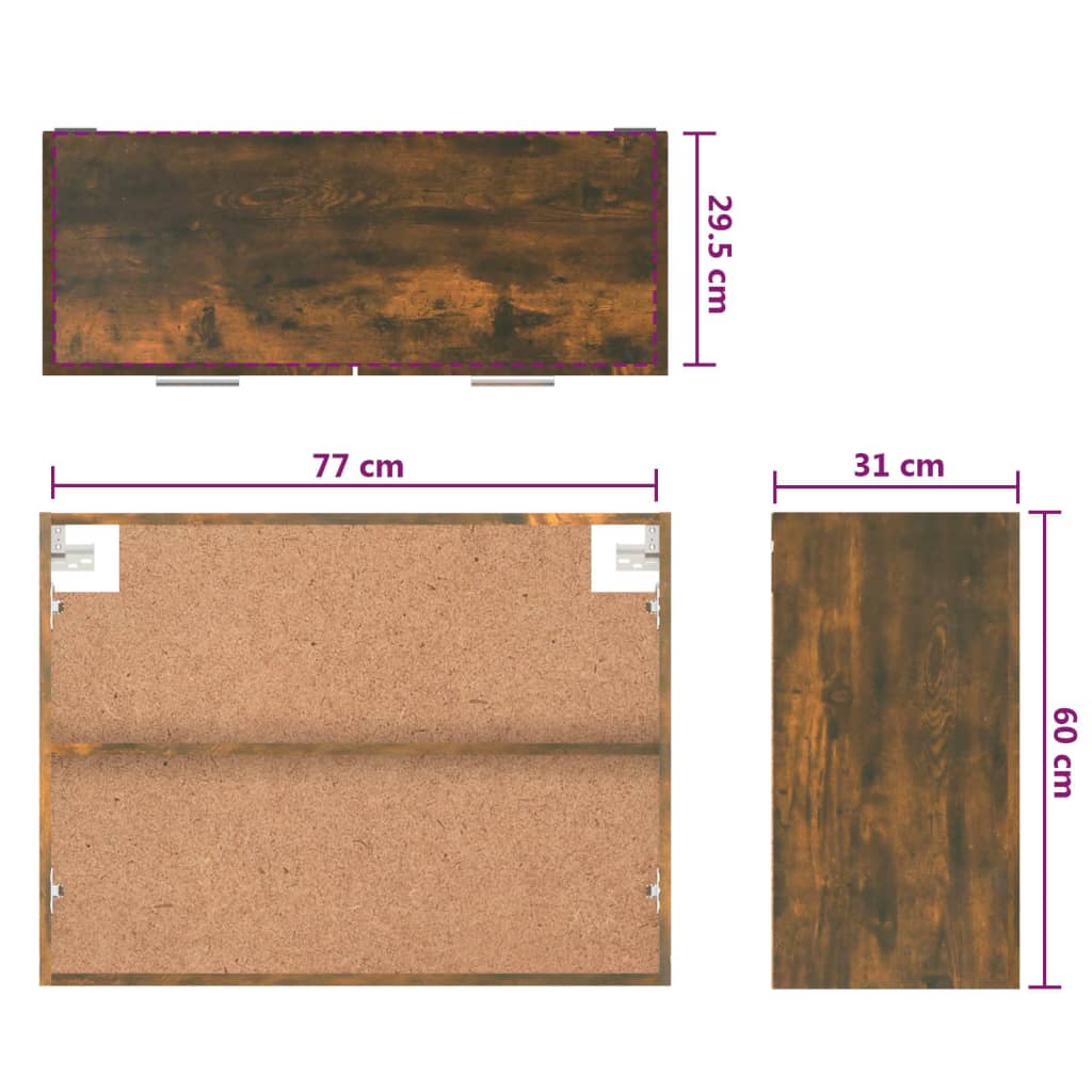Wandkast Hangend 80X31X60 Cm Bewerkt Hout Gerookt Eikenkleurig