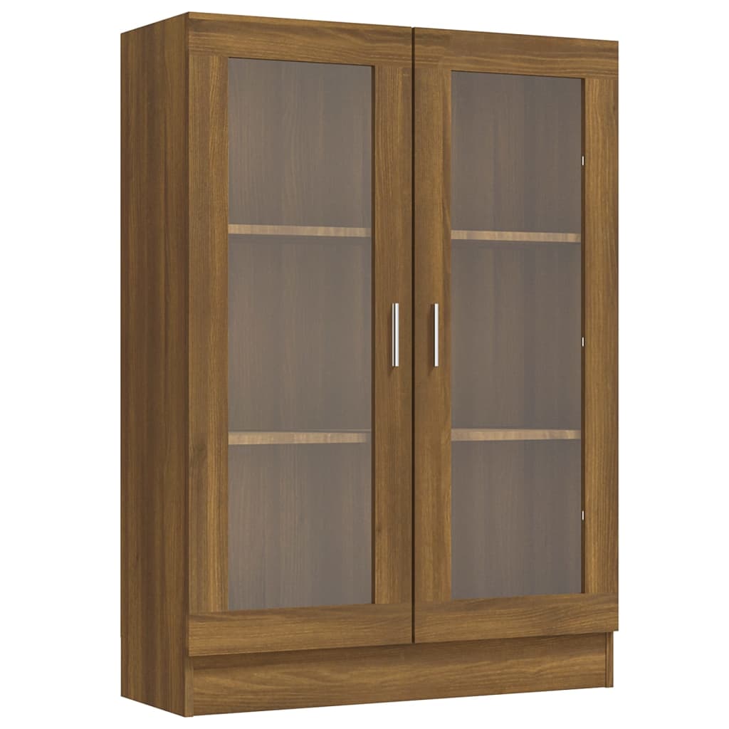 Vitrinekast 82,5X30,5X115 Cm Bewerkt Hout Bruineikenkleurig