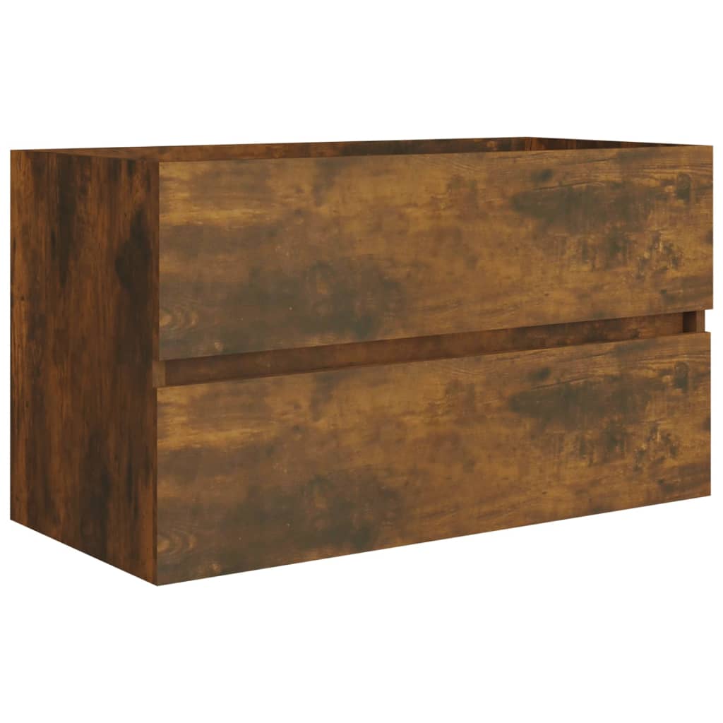Wastafelkast 80X38,5X45 Cm Bewerkt Hout Gerookt Eikenkleurig