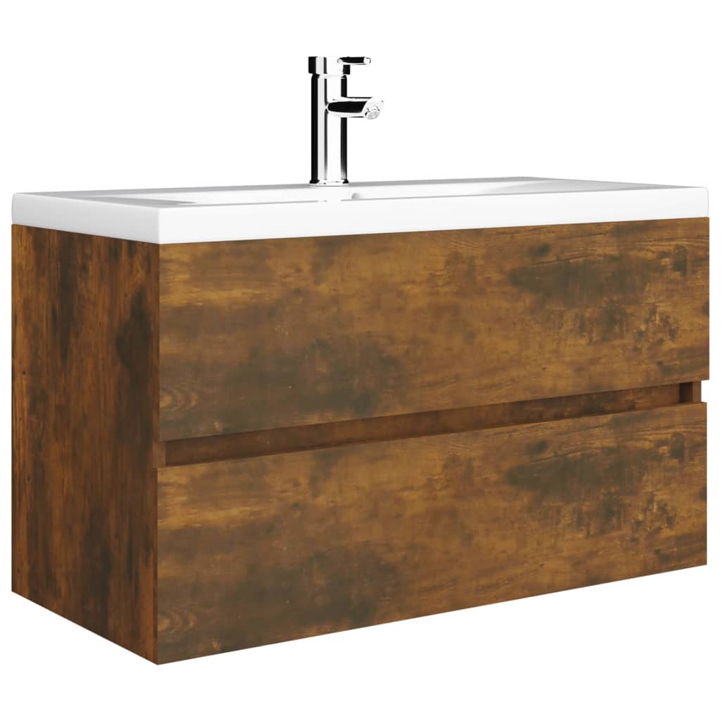 Wastafelkast 80X38,5X45 Cm Bewerkt Hout Gerookt Eikenkleurig